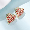 Heart Brass Micro Pave Clear Cubic Zirconia Stud Earrings EJEW-H178-09G-01-1