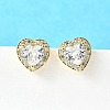 Clear Cubic Zirconia Heart Stud Earrings EJEW-K093-21G-4