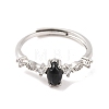 Horse Eye Natural Black Onyx Adjustable Rings RJEW-Q817-02P-09-2