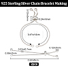 2Pcs 925 Sterling Silver Chain Link Bracelet Making MAK-BBC0001-02-2