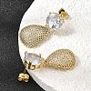 Brass Clear Cubic Zirconia Dangle Stud Earrings EJEW-A162-04G-3