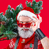 40Pcs 10 Style Christmas Sock & Santa Claus & Tree & Gingerbread Man & Deer Acrylic Brooch Pin JEWB-FH0001-32-6