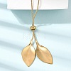 Adjustable 304 Stainless Steel Leaf Pendant Lariat Necklaces for Women SA-CBAB727-03G-2