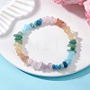 Chakra Natural Rose Quartz & Green Aventurine & Sunstone & Lavender Amethyst & Citrine & Apatite & White Jade Chip Beads Stretch Bracelets for Women BJEW-JB13113-1