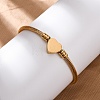 304 Stainless Steel Heart Beaded Cuff Bangle BJEW-K280-02G-1