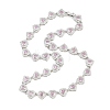 Brass Pave Pink Cubic Zirconia Heart Tennis Necklaces KK-CBA4547-17B-P-5