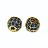 CZ Brass Micro Pave Grade AAA Blue Color Cubic Zirconia Round Beads KK-O065-6mm-03G-NR-1