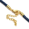 Leather Braided Cord Link Bracelets MAK-K022-01G-05-3