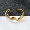 PVD Vacuum Plating 304 Stainless Steel Wave Open Cuff Ring for Women RJEW-C040-02G-5