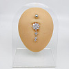 304 Stainless Steel Crystal Rhinestone Dangle Belly Rings WGC038A-07-1