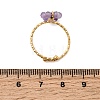 Adjustable 304 Stainless Steel with Natural Mixed Stone Cuff Open Rings RJEW-P187-01G-08-7
