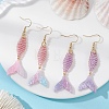 2 Pairs 2 Colors Fishtail Glass Seed Beaded Dangle Earrings EJEW-MZ00698-1