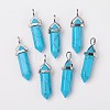 Dyed Synthetic Turquoise Pointed Pendants G-F295-03B-3