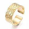304 Stainless Steel Textured Open Cuff Ring RJEW-T023-38G-3