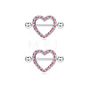 Brass Pink Cubic Zirconia Nipple Rings WG88A97-07-1