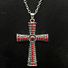 Platinum Alloy Rhinestone Cross Pendant Necklaces NX3454-9-1
