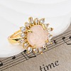 Sunflower Natural Rose Quartz Finger Rings RJEW-B113-03G-09-3