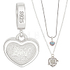 1Pc 925 Sterling Silver Heart Charms STER-BC0004-37S-1