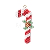 5Pcs 5 Styles Christmas Themed Glass Seed Beaded Pendants PALLOY-MZ00868-2