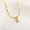 Brass Micro Pave Clear Cubic Zirconia Pendant Initial Necklaces FS-WGC46E8-14-1