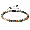 4mm Natural Indian Agate Beaded Braided Bracelets SY1950-22-1