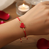 Adjustable Handmade Heart Adjustable Nylon Red String Bracelets with Brass Beads KE0990-1