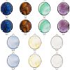 14Pcs 7 Styles Brass Natural Gemstone Connector Charms G-FH0001-79-1