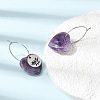 Natural Amethyst & 304 Stainless Steel Hoop Earrings for Women EJEW-G475-02P-08-3