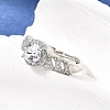 Brass Micro Pave Clear Cubic Zirconia Cuff Open Rings CU-CBA5C10-17P-3