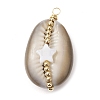 Natural Cowrie Shell Copper Wire Wrapped Pendants PALLOY-JF02451-01-1