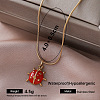 Vintage 304 Stainless Steel Red Enamel Pendant Round Snake Chain Necklaces for Women DT5714-2-1