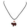 Dyed Synthetic Turquoise Horse Pendant Black Waxed Cord Necklaces NJEW-JN05430-02-2