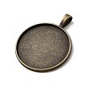 Flat Round Alloy Pendant Cabochon Settings X-PALLOY-N0088-26AB-NF-2