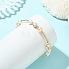 Nuggets Natural Cultured Freshwater Pearl & Brass Beaded Bangles BJEW-JB13979-2