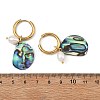 3 Pairs 3 Styles Natural Cultured Freshwater Pearl Beads & Paua Shell Dangle Hoop Earrings EJEW-JE07254-5