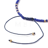Bohemian Style Natural Lapis Lazuli & Glass Braided Bead Bracelet BJEW-JB10136-04-4