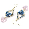 Glass Seed Beaded Dangle Earrings EJEW-MZ00323-02-4