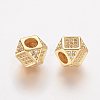 Brass Micro Pave Cubic Zirconia Beads ZIRC-K063-20-2