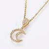 Brass Micro Pave Cubic Zirconia Pendant Necklaces NJEW-E111-42G-2