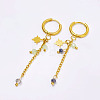 304 Stainless Steel Glass Star Tassel Hoop Earrings FS-WG135BB-04-1