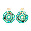Glass Seed Braided Flat Round Dangle Earrings for Women FIND-PW0024-18-1
