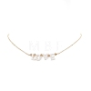 Natural Shell Word Love Pendant Necklace with Golden Brass Cable Chains for Mother's Day NJEW-JN04151-03-1