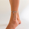 Bowknot Alloy Snake Chain Anklets AJEW-G059-04P-1