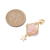 Natural Rose Quartz Brass Pendant Decorations HJEW-JM01817-01-3