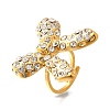 Bowknot 304 Stainless Steel Rhinestone Cuff Rings for Women RJEW-A058-01B-G-2