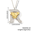 Brass Micro Pave Clear Cubic Zirconia Bee Initial Pendant Necklaces FS-WGF5E80-18-1