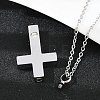 304 Stainless Steel Pave Clear Cubic Zirconia Cross Pendant Pet Urn Ashes Necklaces NJEW-S455-07P-5