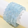 Natural Aquamarine Round Bead Stretch Bracelets for Men Women BJEW-U034-01A-02-1