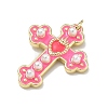 Brass Enamel with ABS Plastic Imitation Pearl Pendants KK-Z153-16G-04-2