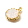 Brass Pave Natural White Shell Carved Angel Pendants KK-Z091-03G-2